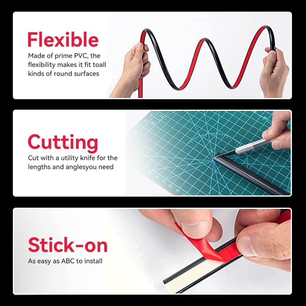 HASTHIP Wall Sticker Peel and Stick Trim for Tiles and Backsplash 10 ft PVC Black | Waterproof Self-Adhesive Cuttable Liner
