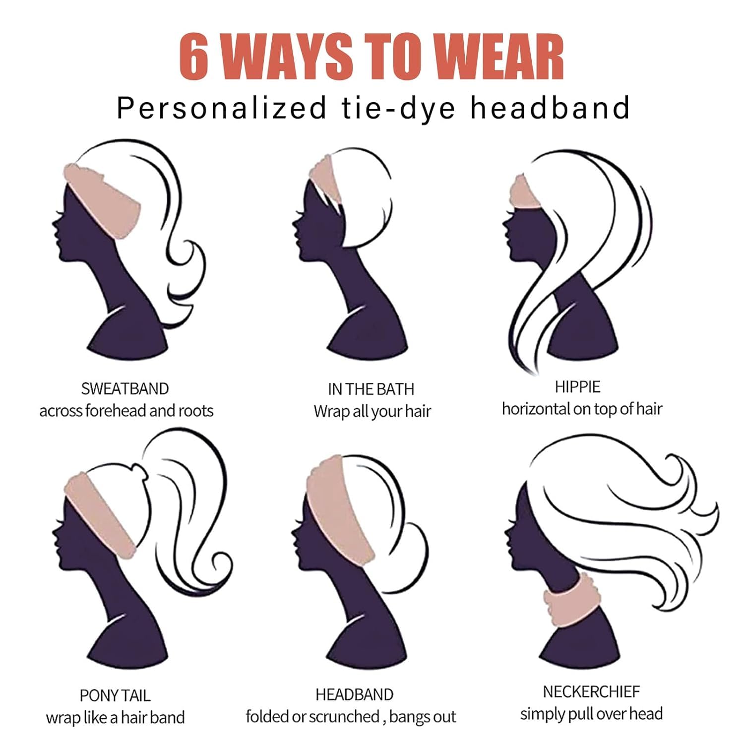 ZIBUYU Hair Bands for Women for Yoga and Workouts featuring Stretchy 95% Polyester 5% Spandex Fabric | Gradient Pink Tie-Dye Headband