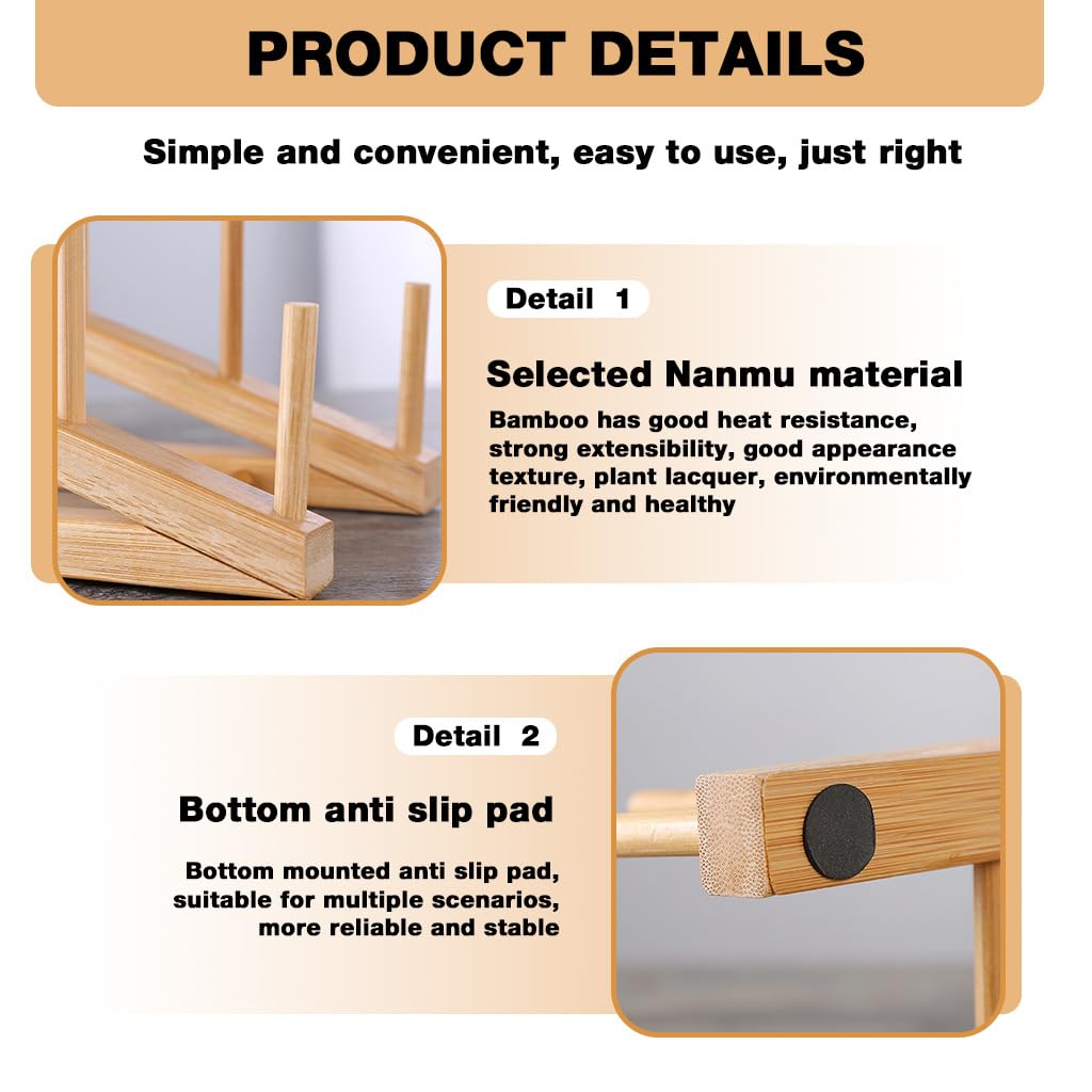 HASTHIP Plate Stands for Display with 5 Tier Stepped Design and Solid Wood Craft Show Use