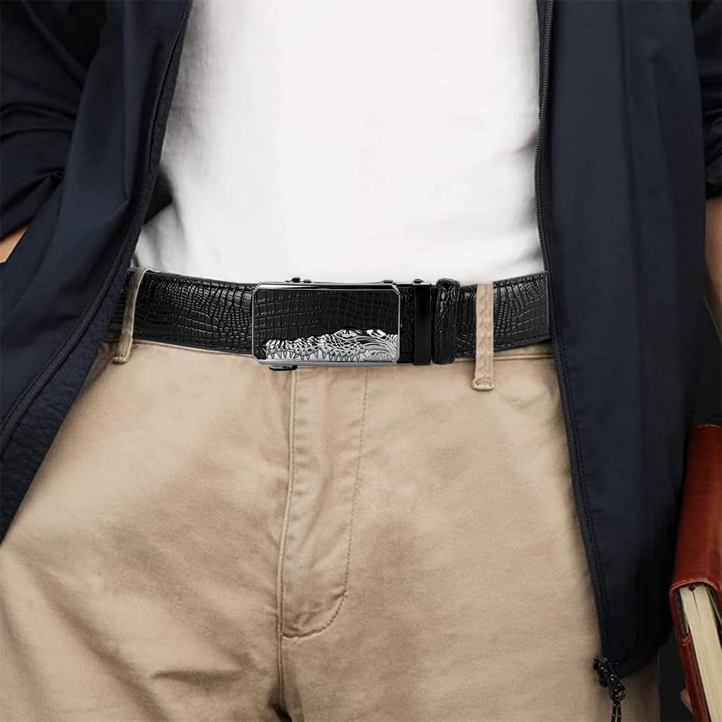 GUSTAVE Belts for Men with Auto Lock Click Buckle featuring 120cm Adjustable Fit and PU Leather Style