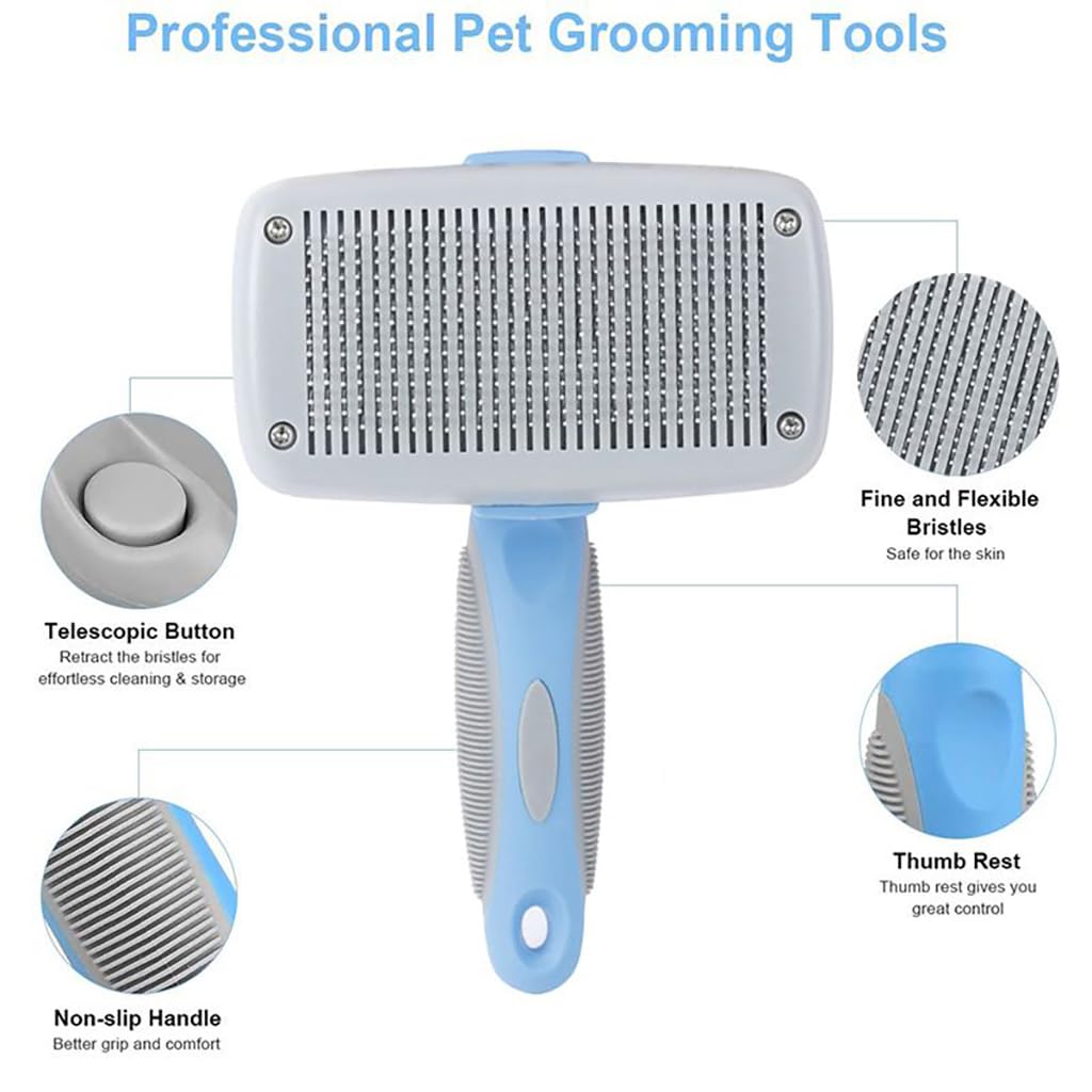 ZIBUYU Dog Slicker Brush for Detangling and Deshedding with Stainless Steel Pins | Gentle Grooming for Dogs and Cats