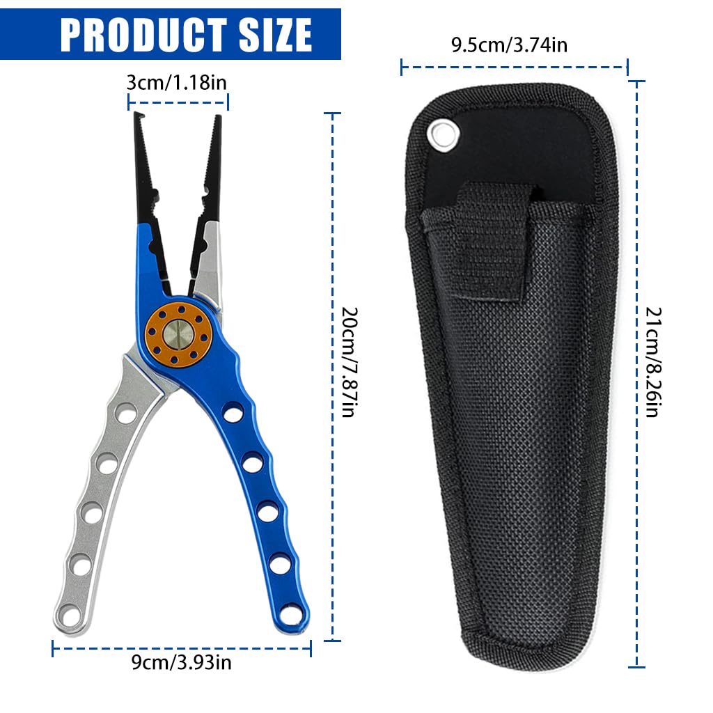 Proberos Fishing Pliers for Lure Fishing with Safety Lock and Ergonomic Handle | Aluminum Alloy Tool