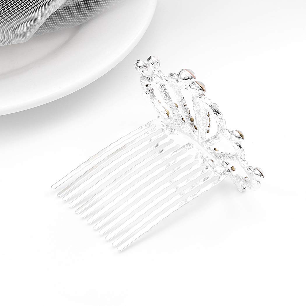 PALAY Crown for Girls for Birthday and Parties with Hair Comb featuring 2.1×1.5 in Silver Rhinestone Alloy Design | Gift for Kids and Women