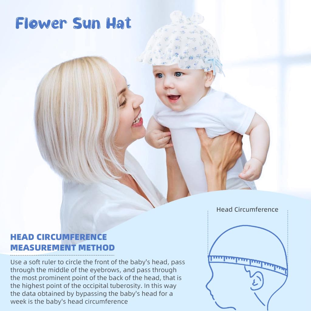 SNOWIE SOFT® Baby Hat for Girls, Hat for Baby Girl Cute Fragrant Flowers Summer Hat Lovely Print Lace Edging Bucket Hat for Outdoor UV Protection Baby Cap 6-12 Months