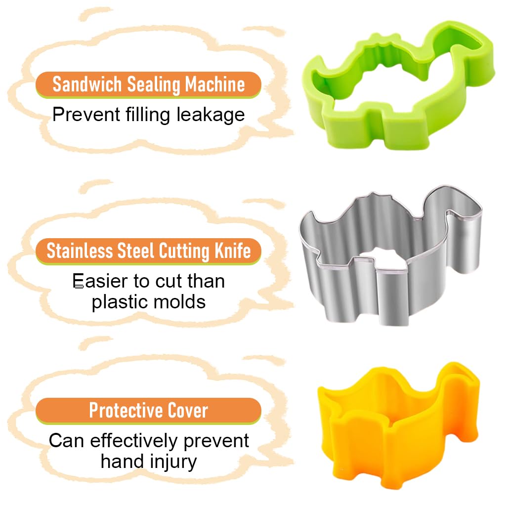 HASTHIP Sandwich Cutter and Sealer Set 22pcs for Kids with Bread Press Molds and Fruit Forks
