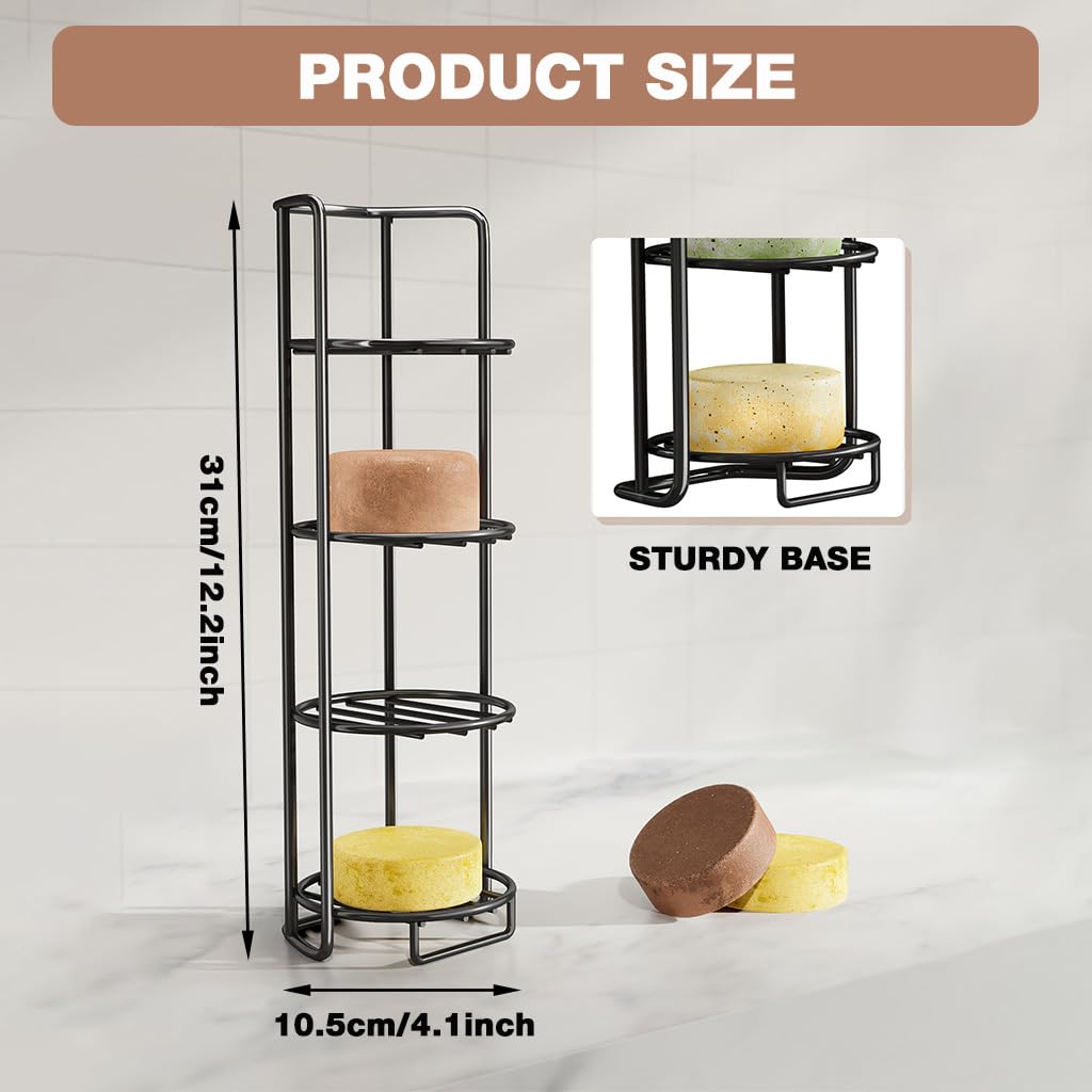 ZIBUYU Shower Soap Holder for Bathroom and Kitchen with 4 Tier Drain Design | Gold Stainless Steel Freestanding Rack