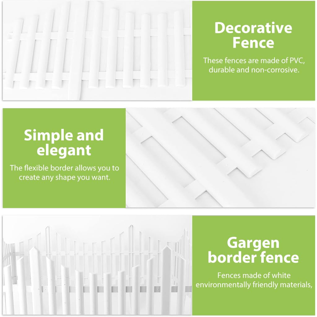 HASTHIP Outdoor Garden Fence for Pathway and Lawn with Insert Design PVC Panels 12PCS White