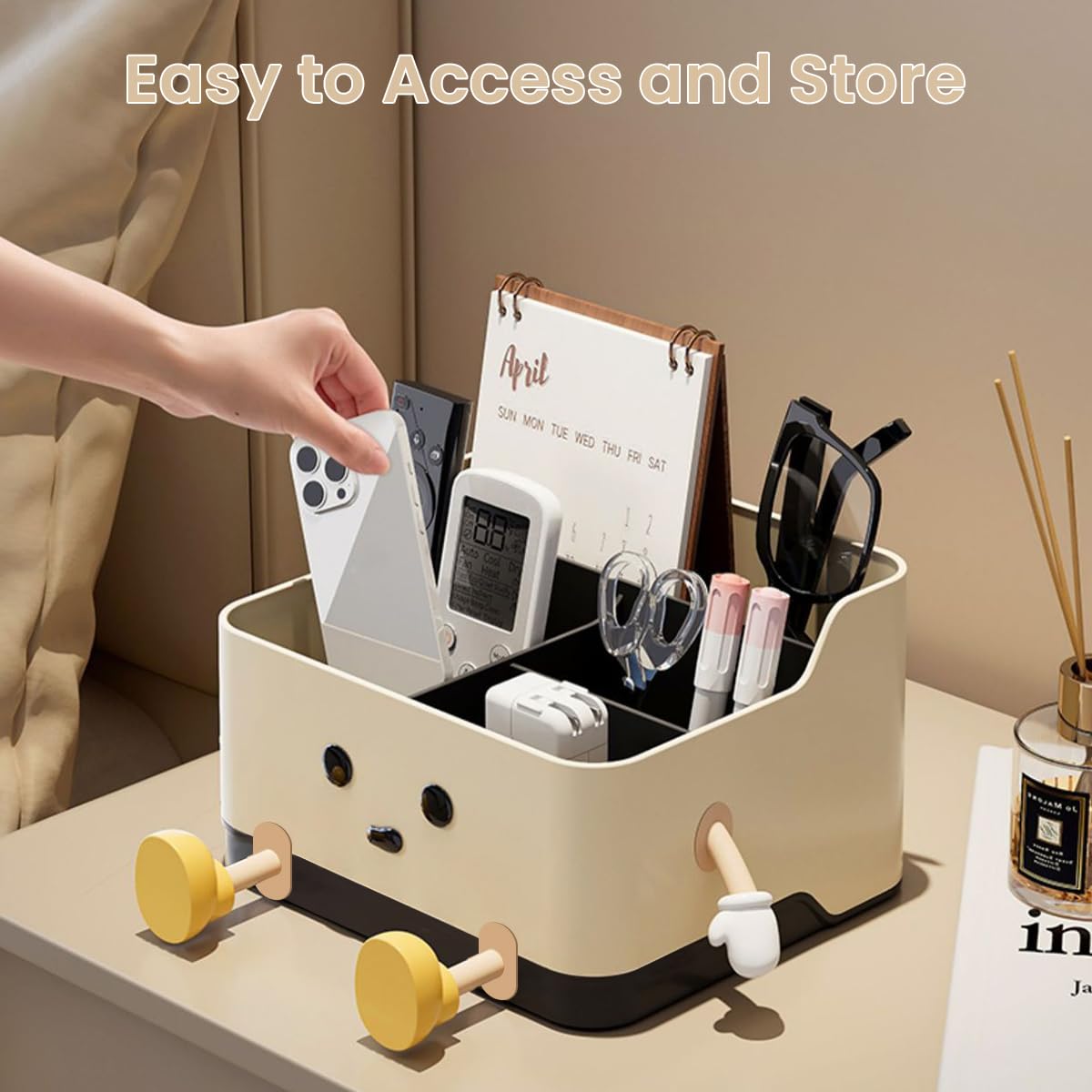 OFIFO Cartoon Desk Organizer for Home and Office with 4 Compartments | Fun Design