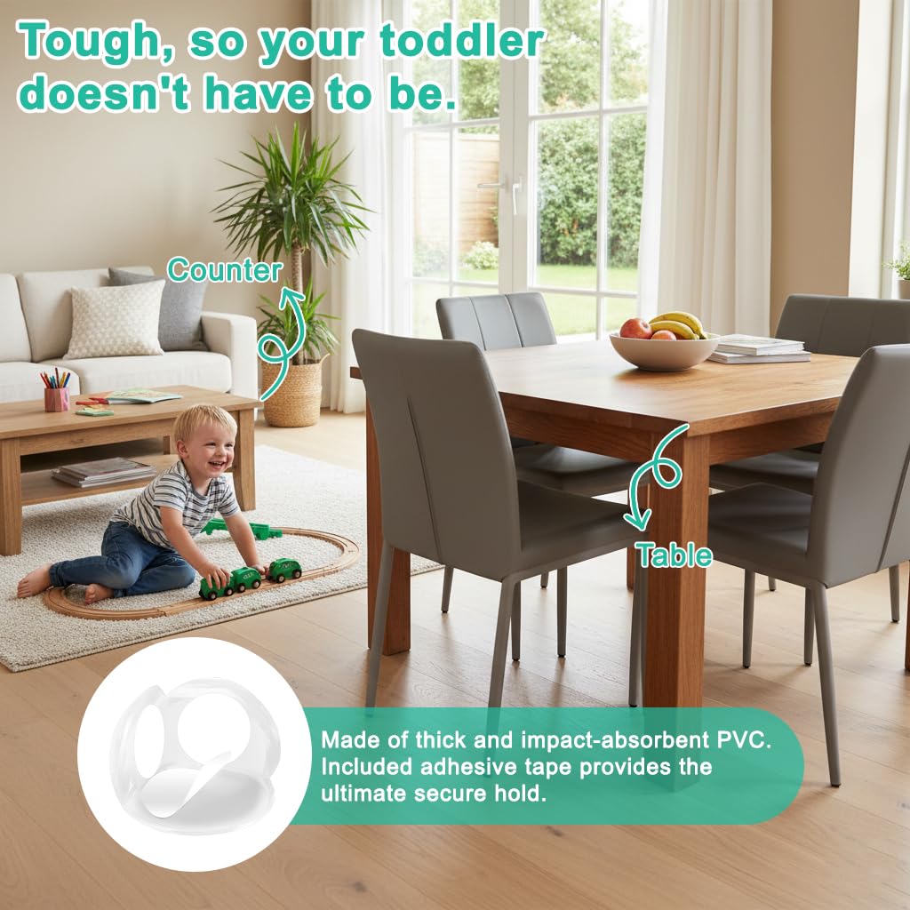 ZIBUYU Spherical Baby Corner Protectors for Tables and Furniture | Clear 12 Pack Easy Install Guards