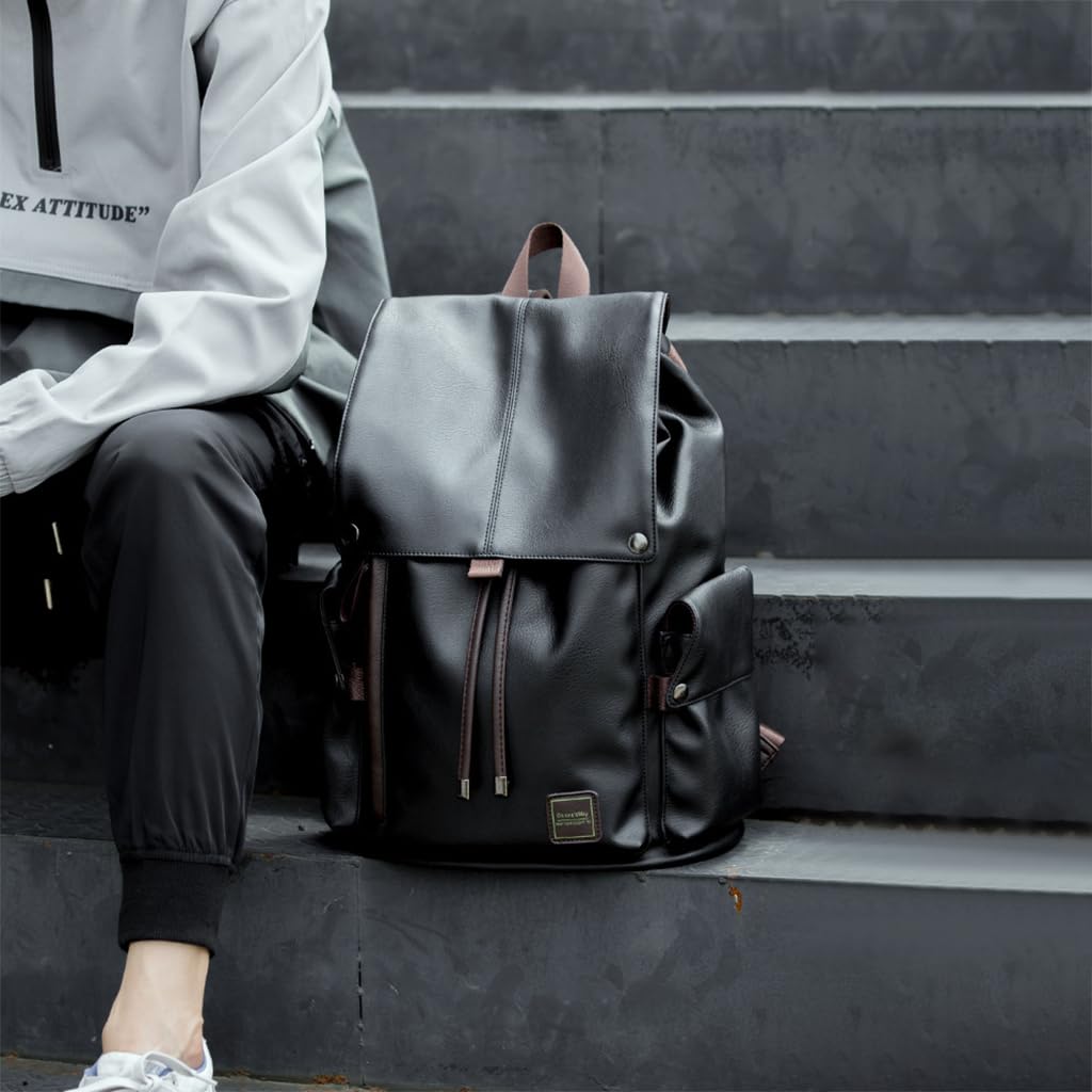 GUSTAVE Laptop Backpack for Business and Travel with 15.6‑Inch Storage | Sleek PU Black