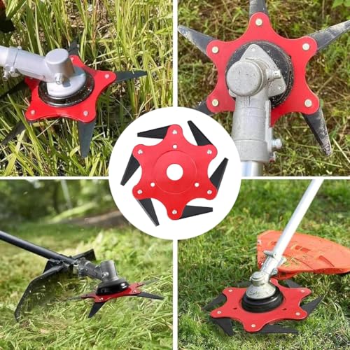 ORTIZA® Grass Trimmer Replacement Blade - Manganese Steel 6-Razor Spin Brush Cutter Head Blade - 24CM Grass Cutter Blade/Brush Universal Weed Brush Trimmer Accessories/Attachment