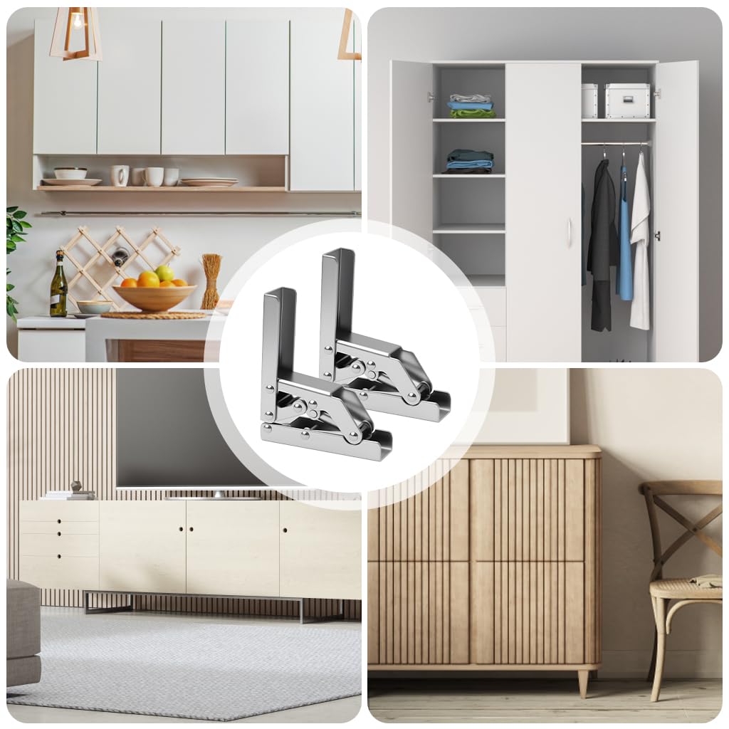 Serplex Cabinet Door Hinges for Flip-Up and Flip-Down Doors with 90° Soft Close Metal Support