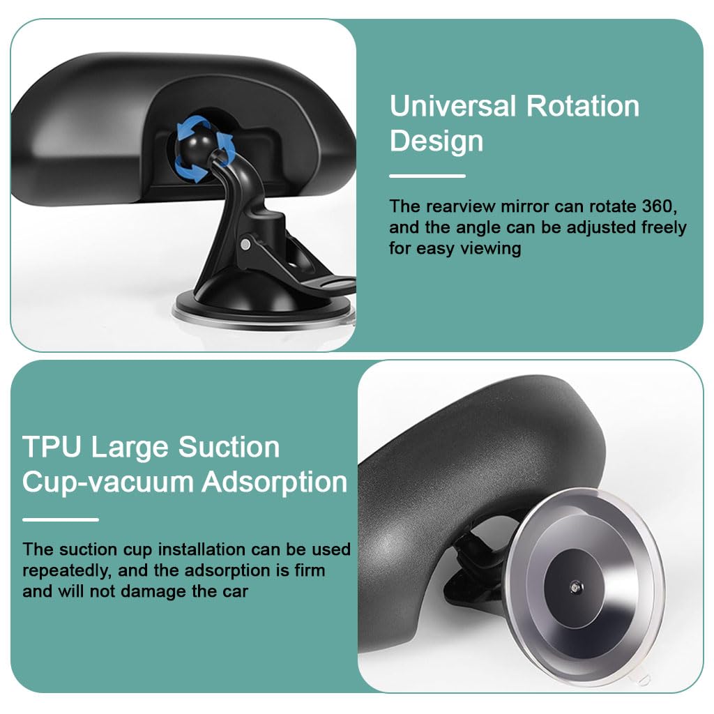 STHIRA Baby Car Rear View Mirror for Monitoring with 360° Adjustable Suction Mount | 14.7×5.7cm HD Wide Angle Infant Safety View