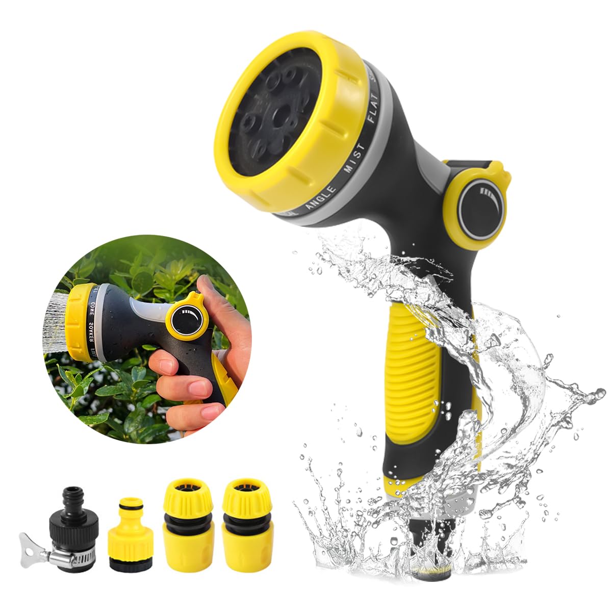 Serplex® Hose Nozzle Sprayer with Multi Sprayer Adapters Gardening Hose Nozzle Sprayer with 10 Spray Modes Water Saving Hose Nozzle Sprayer Universal Hose Nozzle Sprayer for Irrigation, Car Washing