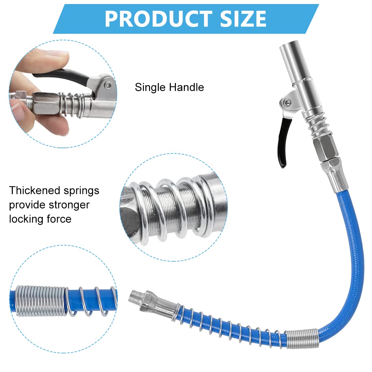 Grease Gun Coupler for 1/8 in NPT Fittings with 6 Jaw Lock and 10000 PSI Quick Release | Alloy Steel