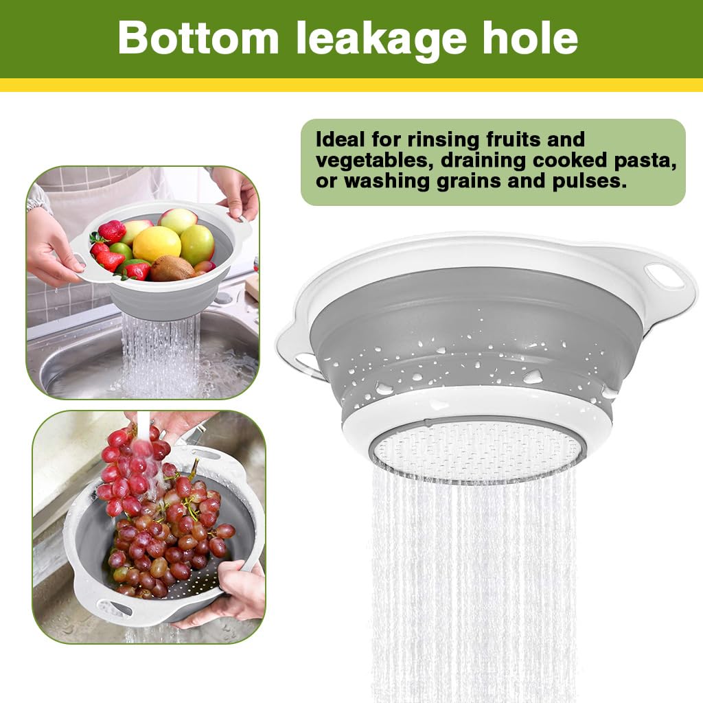 Supvox Collapsible Colanders for Kitchen with Ergonomic Handles and Silicone Mesh | 3 4 5 Quart Food Grade Set