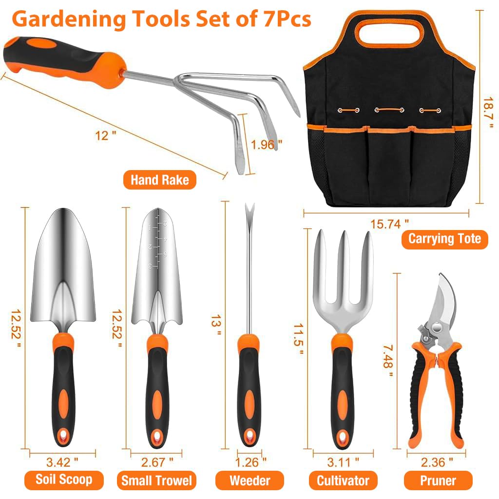 HASTHIP Gardening Tools Set for Home Planting with Ergonomic Handles and 600D Tote Bag