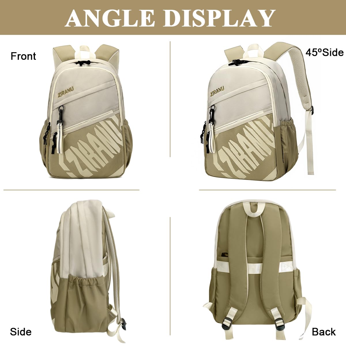 GUSTAVE Backpack for School and Travel with Double-Layer Storage and Breathable Straps | Water-Resistant Polyester for Men and Women