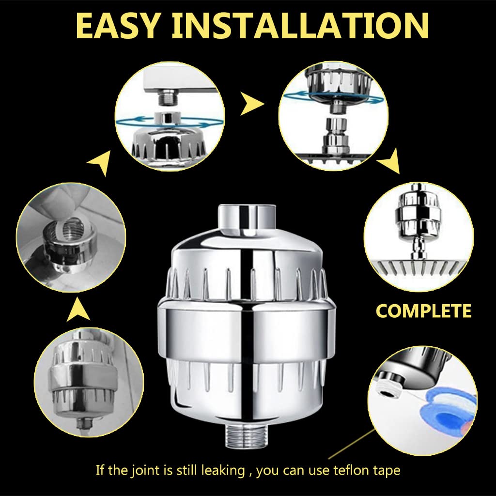 HASTHIP Shower Filter for Hard Water with 15 Layer Filtration and 2 Replacement Cartridges
