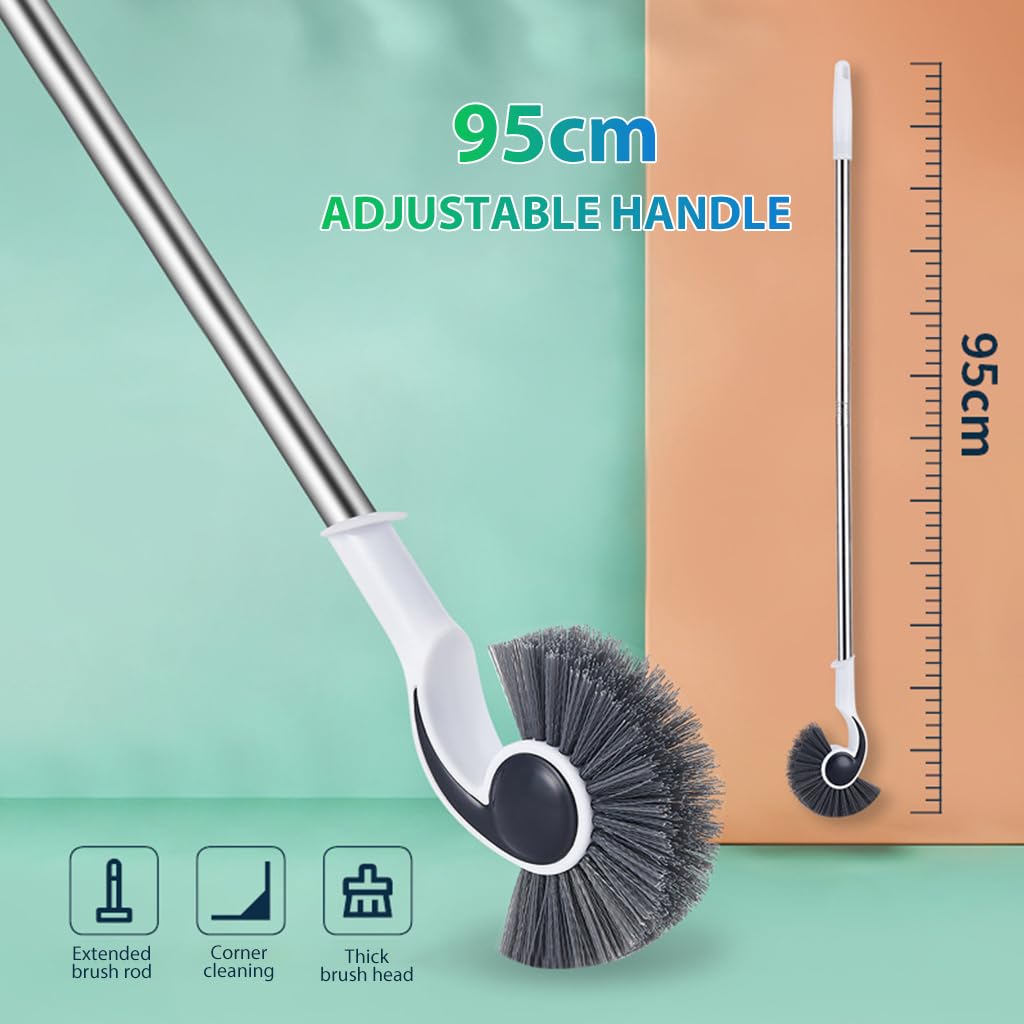 Qpets® Cleaning Brush - Adjustable Long Handle - Spiral Brush Head - Versatile Tool for Pool, Bathroom, Kitchen, Fish Tank - Lightweight, Durable, 95cm - Pack of 2 Brushes and 2 Handles