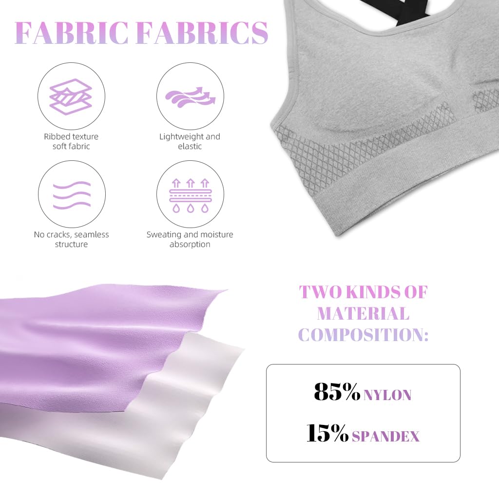 PALAY Sports Bras for Women for High Impact Workouts with Cross Back Straps and Breathable Fabric