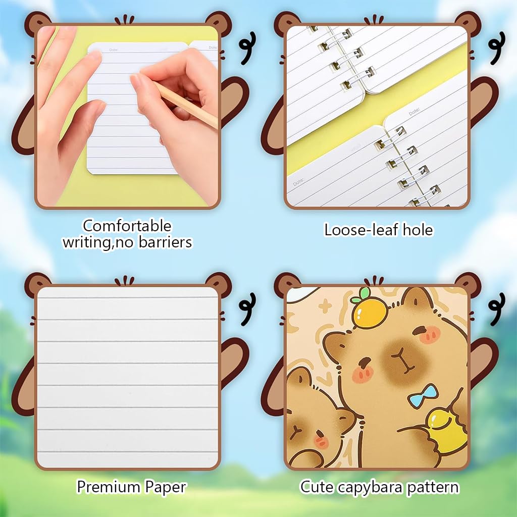 OFIFO® A7 Pocket Notebook Set of 4, 5.62 x 4.13 inch Mini Notepad, Cute Spiral Journal for School, Office, Travel, Writing, Gift for Kids & Adults