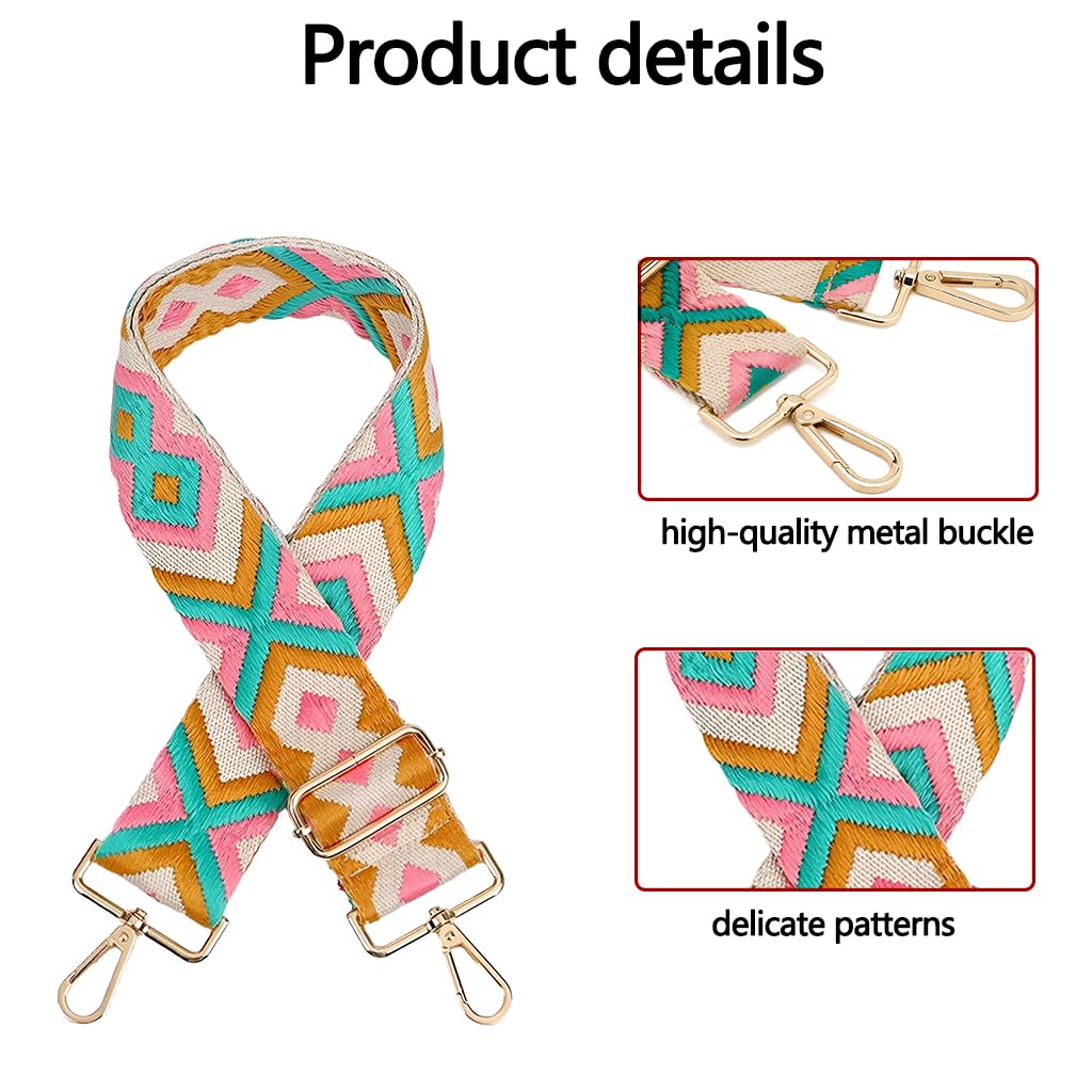 Zibuyu Adjustable Crossbody Bag Purse Strap for Handbags with Metal Hardware and Wide Canvas Design