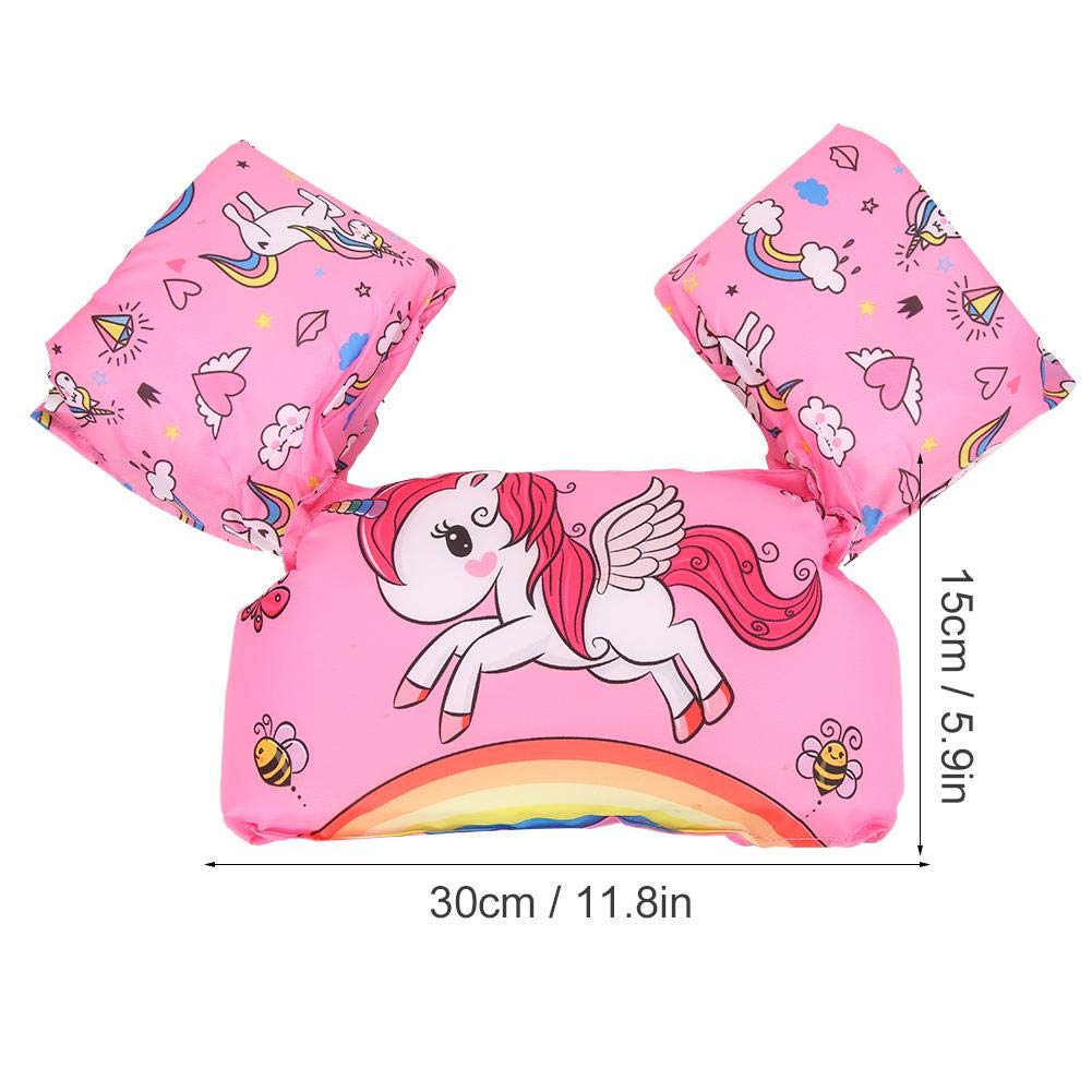 ZIBUYU Swim Arm Bands for Kids with Adjustable Chest Strap and Safety Buckle | Pink Oxford Cloth Floaties for Water Training