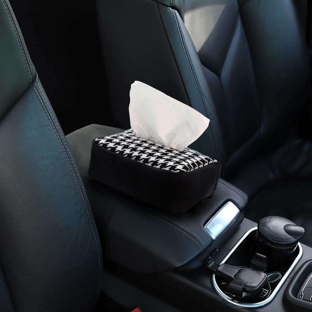 ZIBUYU Car Tissue Box Holder for Car Home and Office featuring Quick Release Buckle | Soft Plush 16×11 cm Organizer