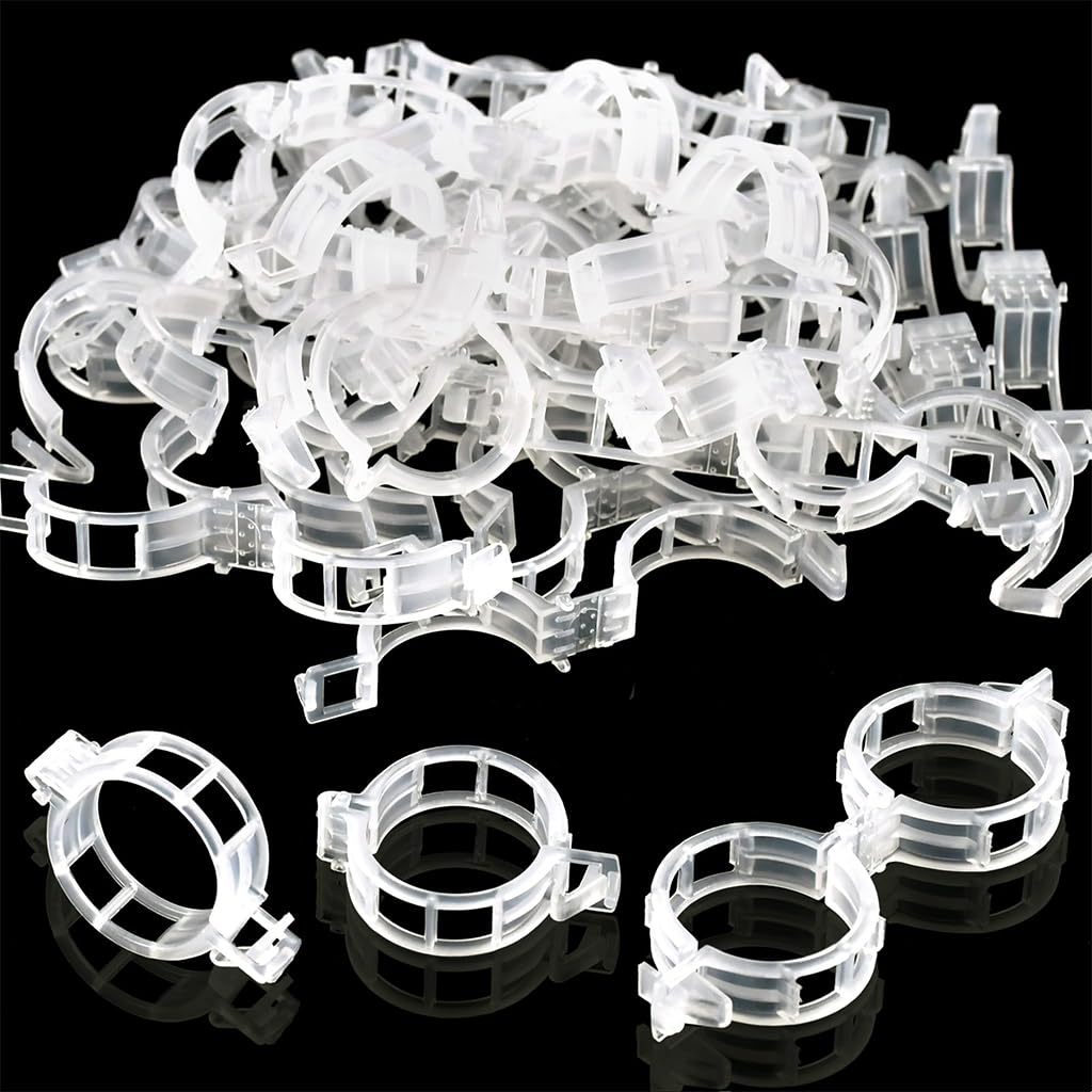 HASTHIP® 300Pcs Gardening Supportive Ring Clips - Creeper Plant Support - Plant Sticks Support for Vines Hook & Vines Climbing Clip - Plants Support Clips for Flowers, Vegetables, Plants