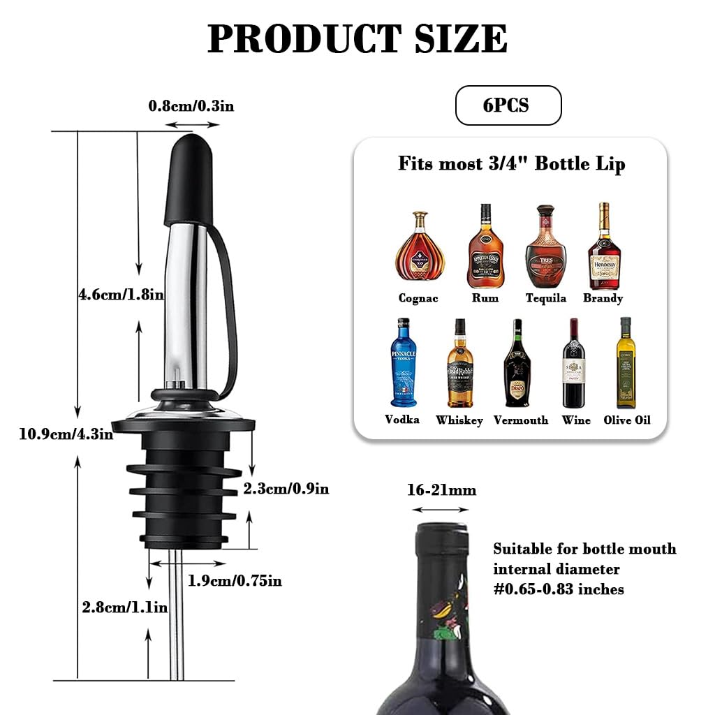 Supvox Oil Bottle Cap Dispenser Set for Kitchen with 6 Pcs | Featuring Reflux Hole and Dust Caps