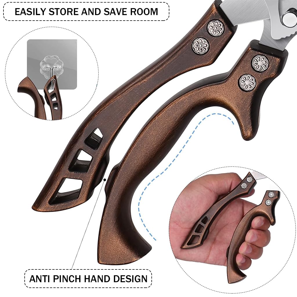 Supvox Kitchen Meat Scissors for Poultry and Fish with Serrated Edge & Spring-Loaded Handles