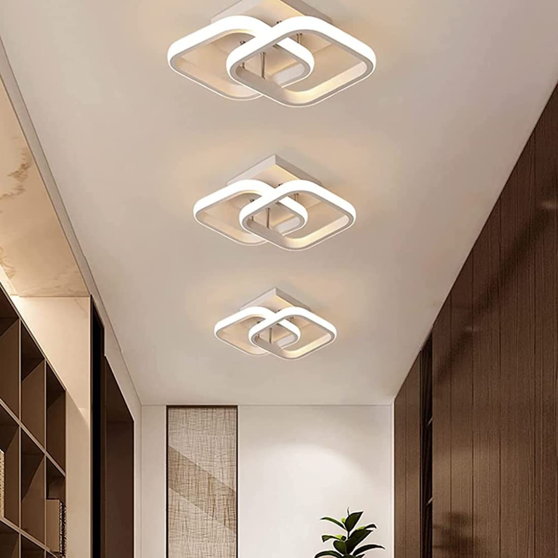 ELEPHANTBOAT LED Ceiling Light for Bedroom and Living Room with Dual Square Design 22W Warm White 3000K