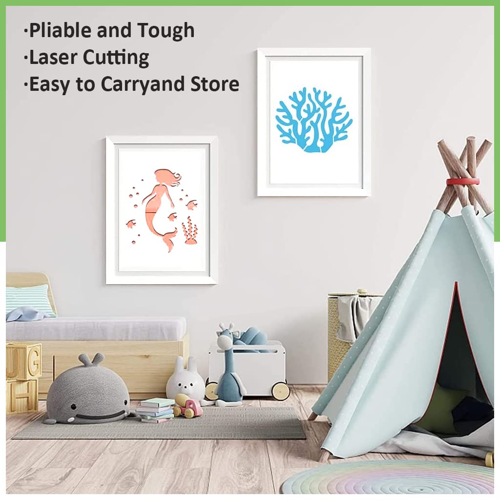HASTHIP Sea Animal Painting Stencils for DIY Crafts featuring 20 Patterns 5.1 x 5.1 in Reusable PET | Mermaid Ocean Theme Templates