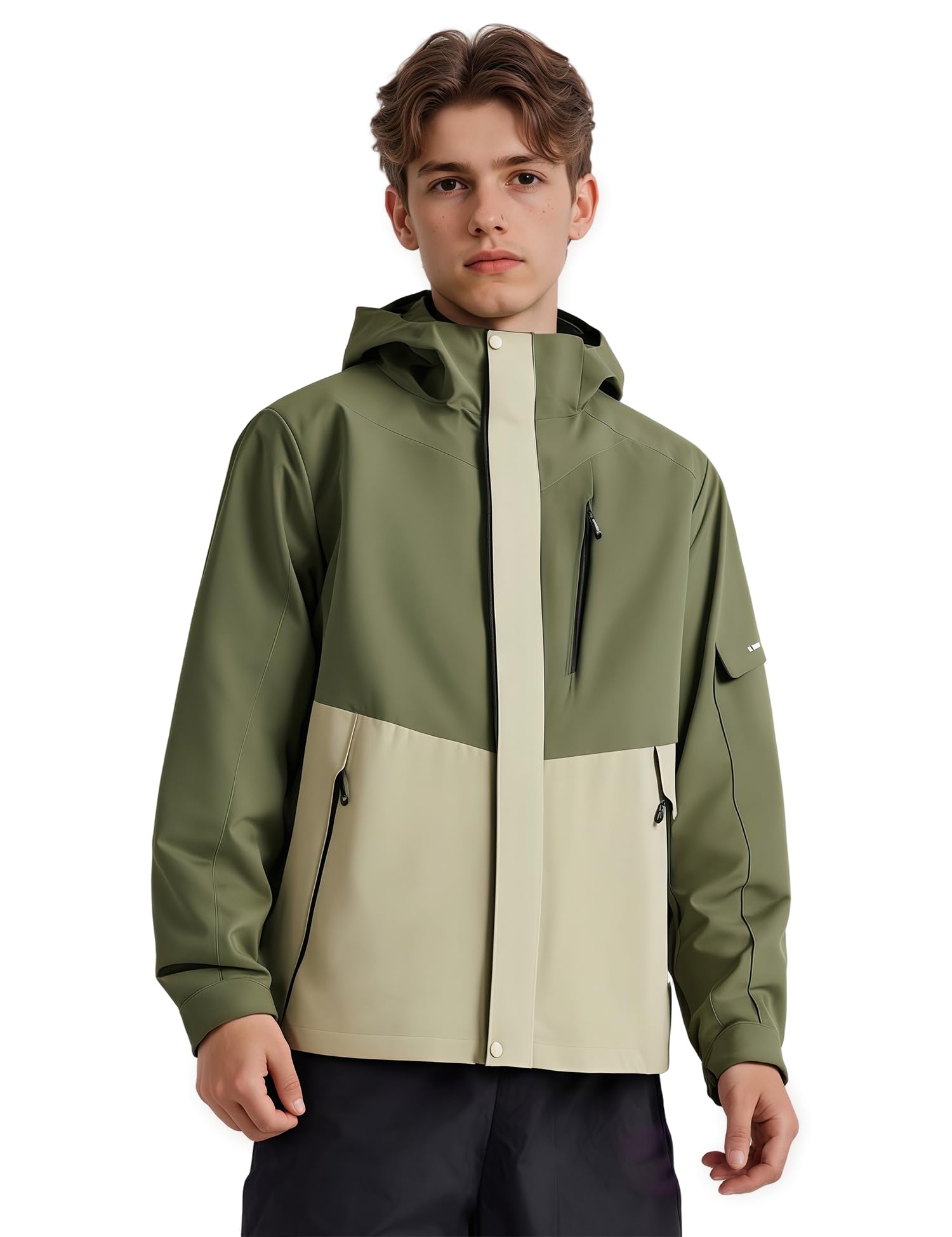 Venzina Men's Lightweight Jacket for Hiking and Cycling with Reflective Sleeves | Breathable Water‑Repellent Windbreaker in Army Green XL