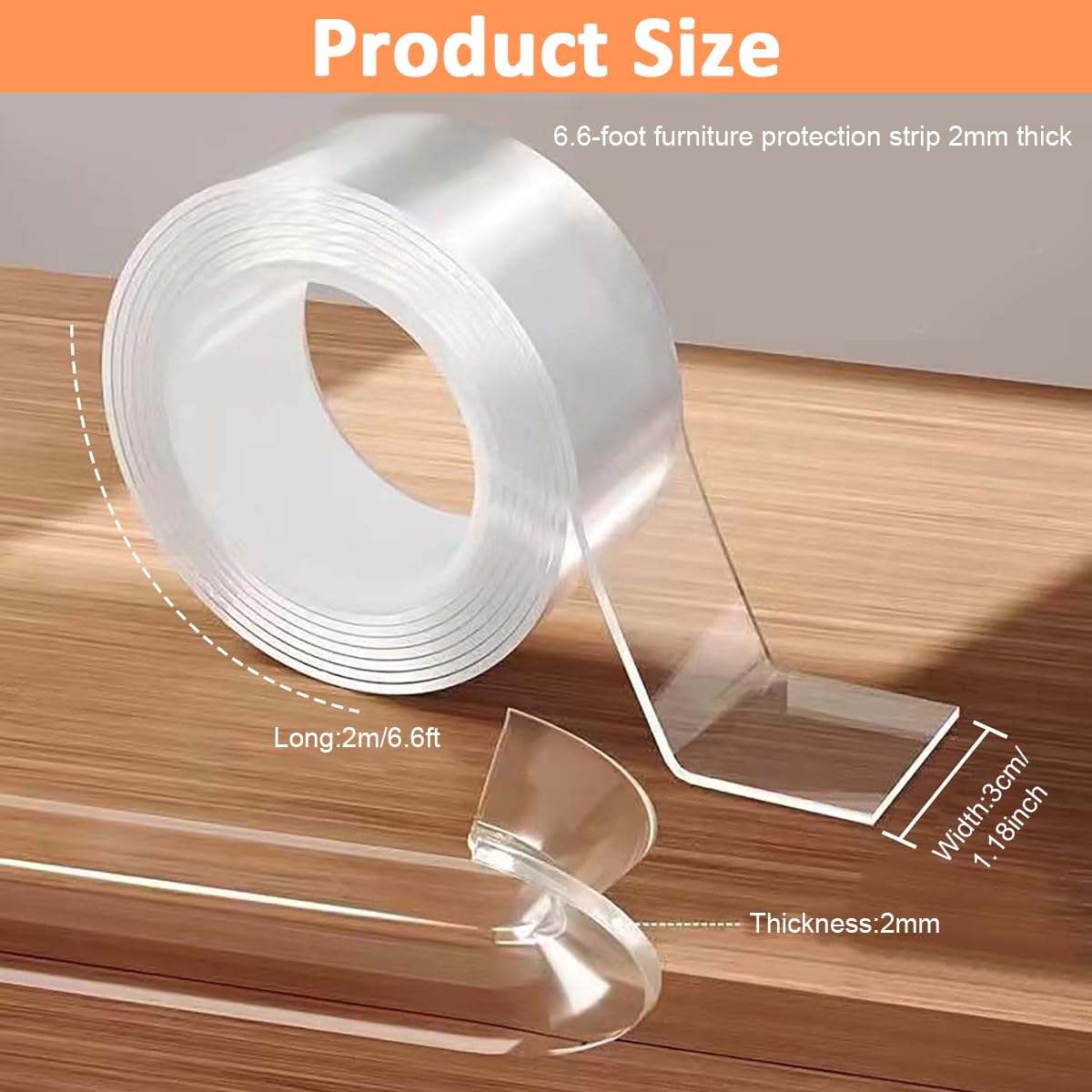 HASTHIP Edge Protector Strip for Furniture with 2M Clear Self Adhesive Nano Silicone | Baby Proofing