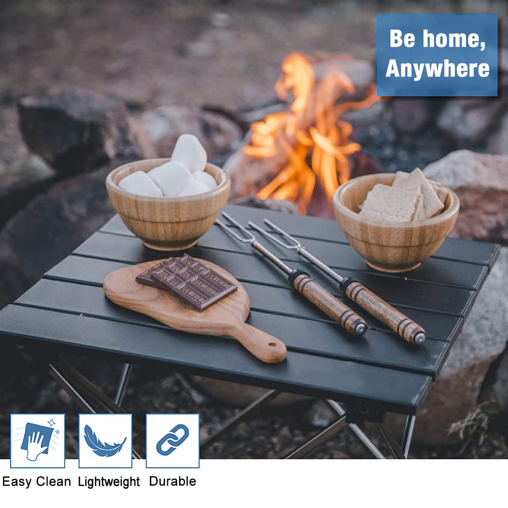 PROBEROS Camping Table for Outdoor and Home Use with 15 in Round Top and Tripod Base | Adjustable 25 cm and 48 cm Heights in Lightweight Titanium Steel