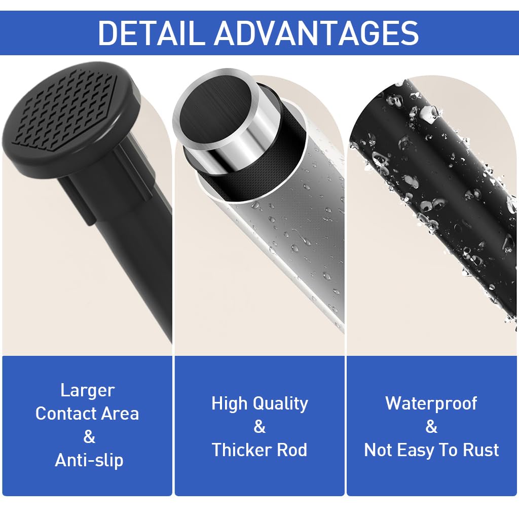 HASTHIP Shower Curtain Rod for Bathroom and Window with Spring-Loaded Mechanism 43.3–78.7 in Stainless Steel