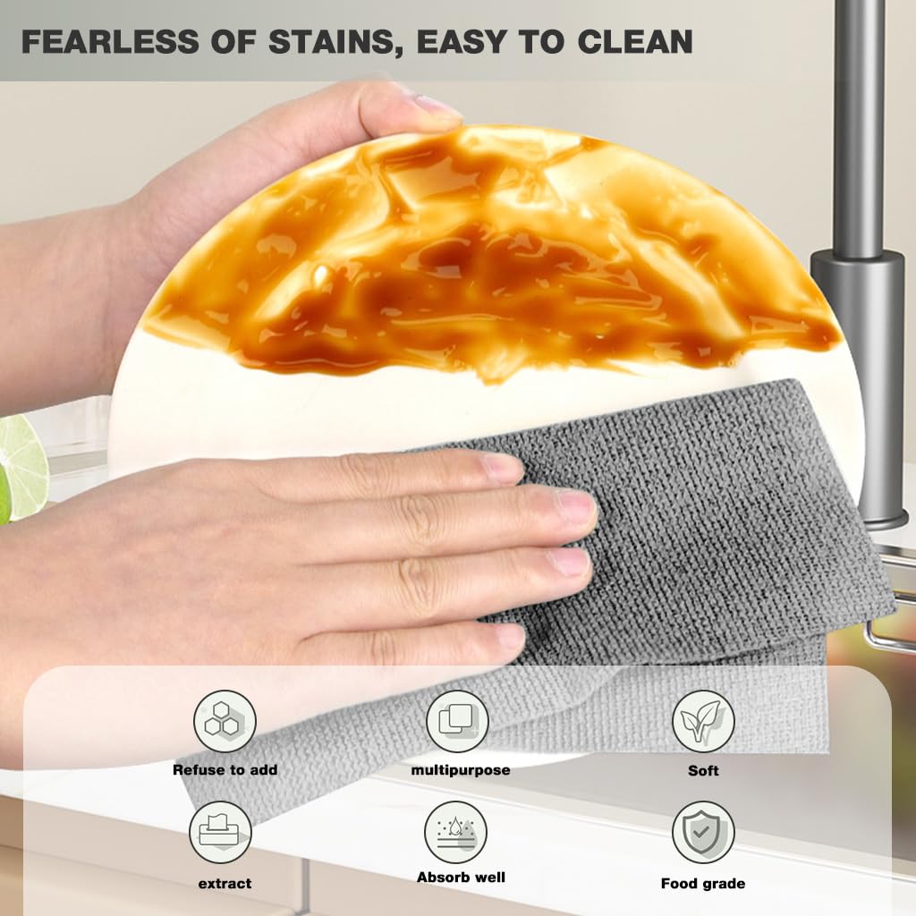 HASTHIP Reusable Microfiber Cleaning Wipes for Kitchen with Pull Out Storage | 20x20cm 20 Pack
