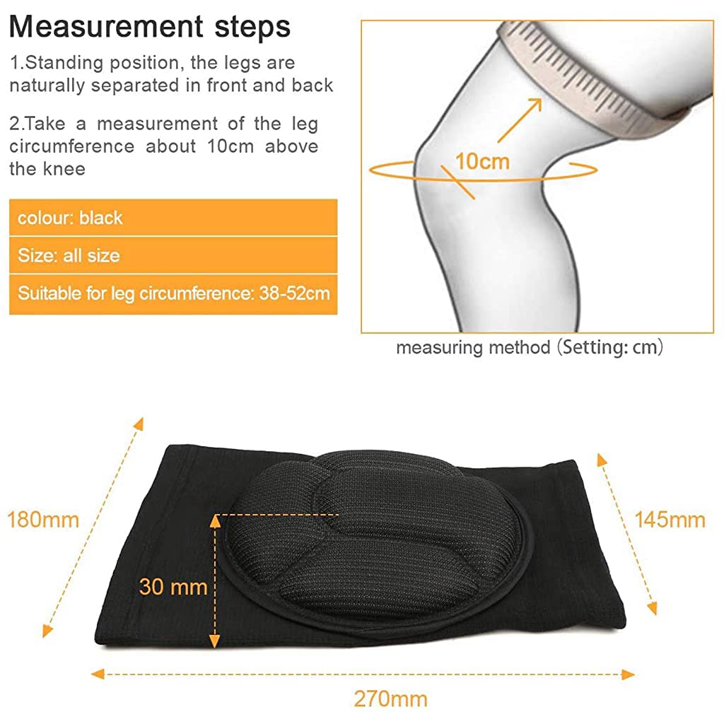 ZIBUYU 1 Pair Thickened Knee caps for Women & Men,Anti-Collision Cushion Knee Pain Pad Supports Safety Guard Protector for Running,Walking, Dancing, Gym (Black-Free Size)