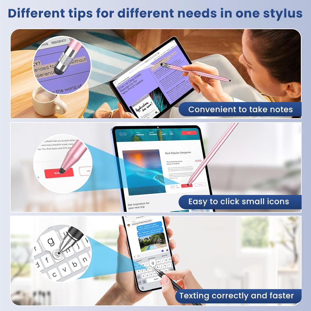 ZORBES Stylus Pens for Touch Screens with 8 Replacement Tips and 2 Disc Tips | Metal Design