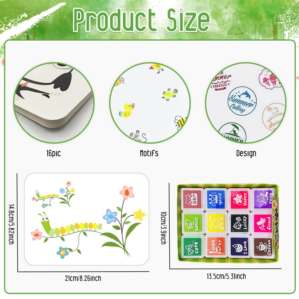 PATPAT Finger Painting Kit for Kids with 12 Colors and 16 Painting Cards | Non-Toxic Art Set