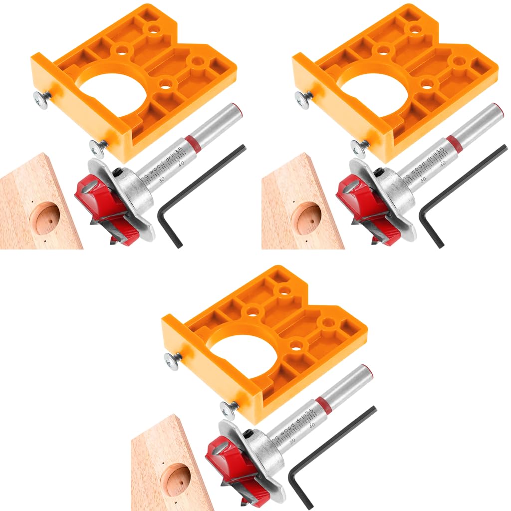Serplex Hinge Hole Drilling Guide for Cabinets featuring 35mm Position Hole | 3PCS Jig