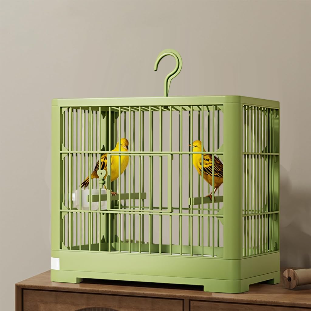 Qpets Foldable Travel Bird Cage for Small Birds with Perch Food Tray and Water Cup | Portable Quick Setup Carrier