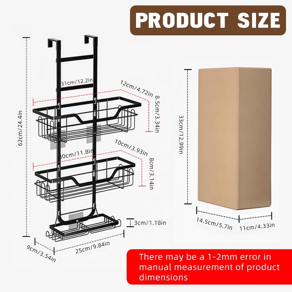 HASTHIP Double Layer Over Door Shower Caddy for Bathroom Storage with Metal Wire Baskets and Hooks