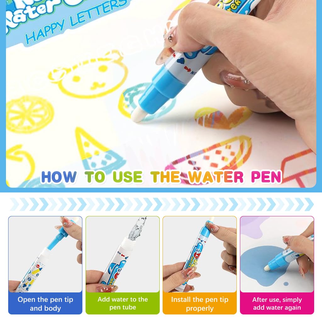 PATPAT Magic Water Doodle Drawing Mat for Kids 60x80cm with Water Pens and Cartoon Templates
