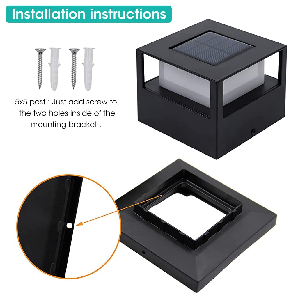 ELEPHANTBOAT Solar Fence Light for Garden and Porch with Dual‑Color LED and IP44 Waterproof | 4×4×5.9 in Outdoor Lamp