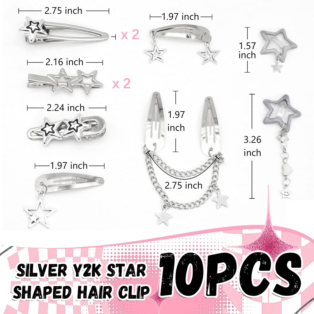 MAYCREATE Hair Clips featuring 20PCS Metal Star Pins for Girls and Women | Y2K Punk Style