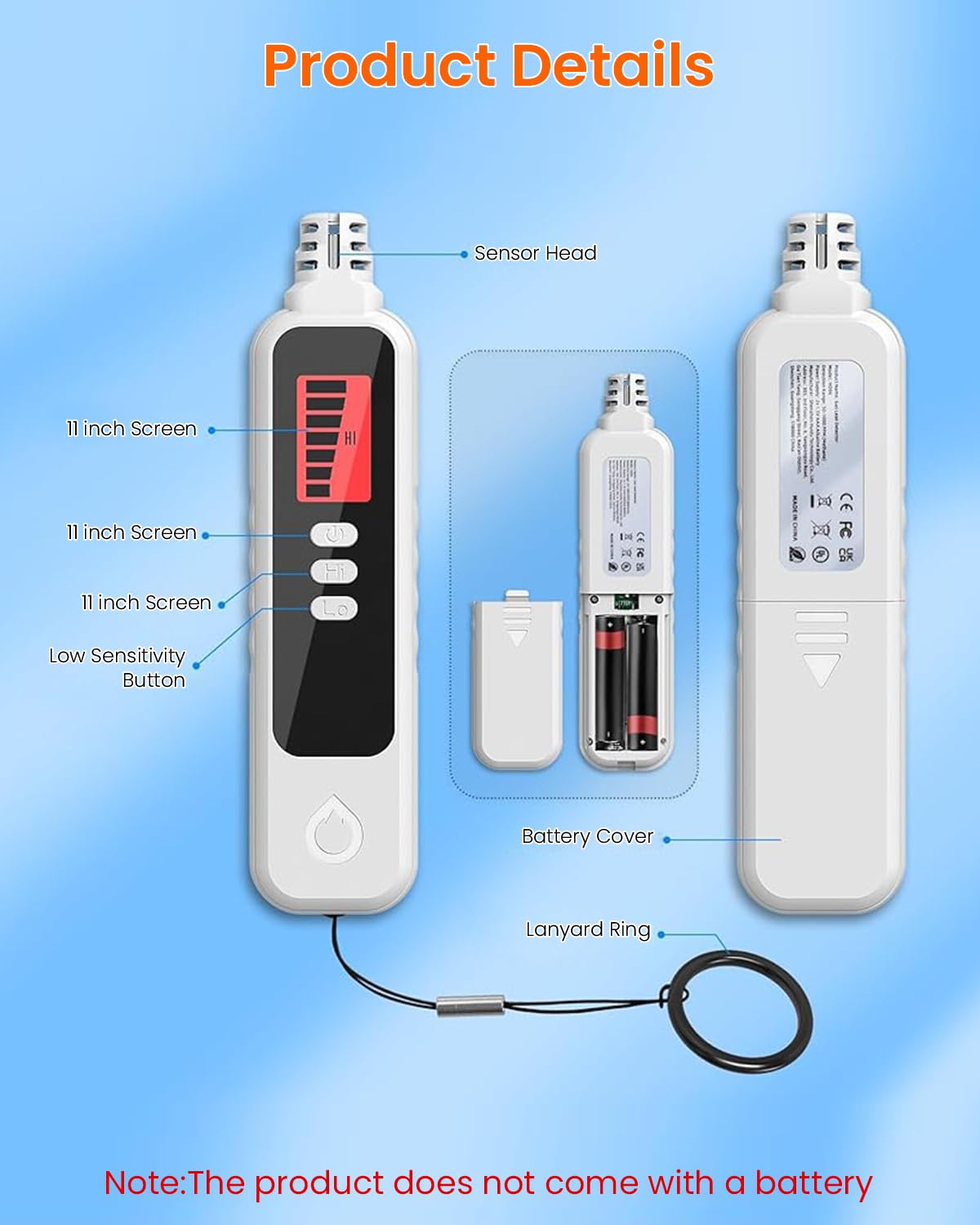 HASTHIP® Gas Detector with LCD, Visual & Audible Alarms, High Precision Gas Leak Detection for Home Safety, Detects Methane, Propane, Butane, Compact Combustible Gas Sniffer (Batteries Not Included)