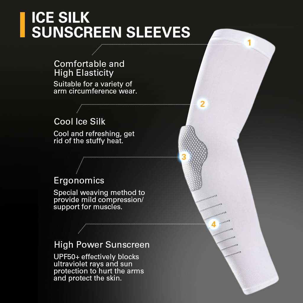 GUSTAVE Arm Sleeves for Men with UPF 50+ Sun Protection and Ice Silk Cooling Comfort | Quick Dry Outdoor Wear